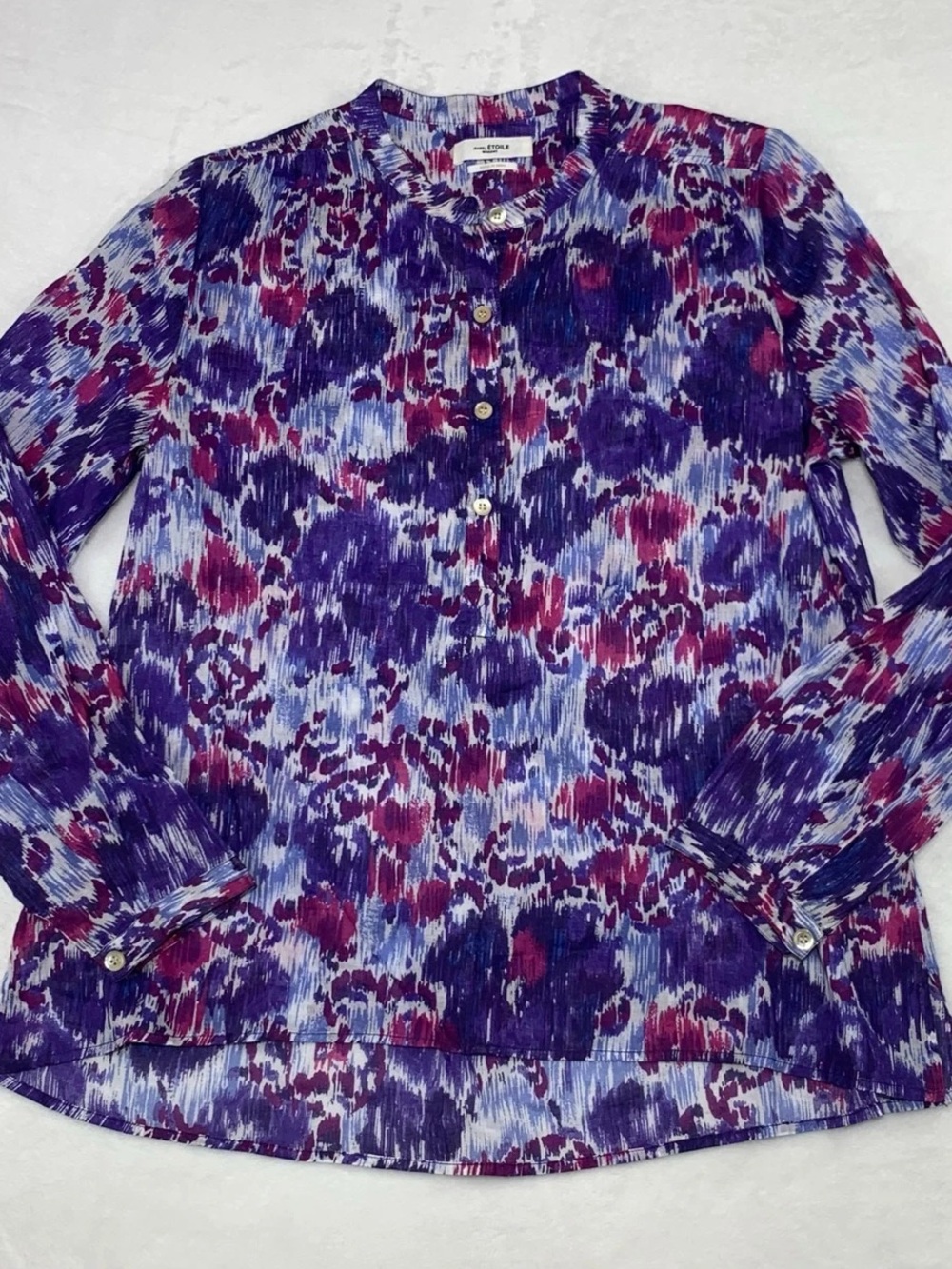 Isabel Marant Purple and Magenta Abstract Print Long-Sleeve Blouse